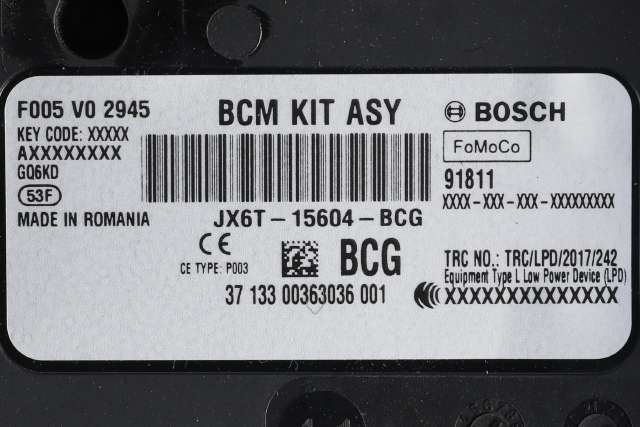Styreenhet comfort (BCM) til Ford Focus 2018-->> (Type IV)  (FORD|JX6T-15604-BCG|)