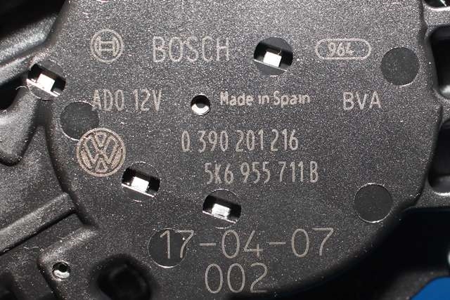 Viskermotor bakrute til VW Polo 2014-2017 (Type V, Fase 2) (BOSCH|0 390 201 216|5K6 955 711 B|)