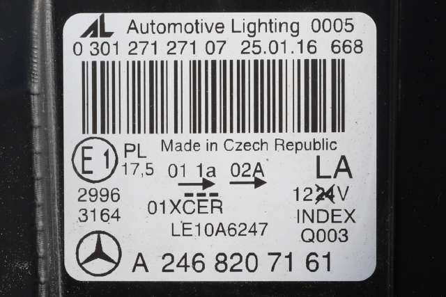 Frontlykt venstre xenon til Mercedes B-Klasse, electric drive 2014-2018 (W242) (W242) (MERCEDES|A 246 820 71 61|)