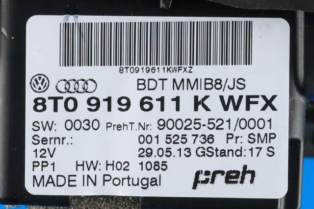 Bilstereo navigasjon betjeningspanel til Audi Q5 2012-2017 (Type I, Fase 2)  (VAG|8T0 919 611 K|)