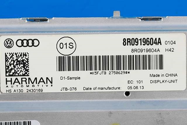 Bilstereo navigasjon skjerm til Audi Q5 2012-2017 (Type I, Fase 2) (VAG|8R0 919 604 A|)