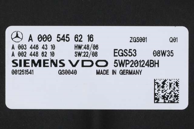 Styreenhet girkasse til Mercedes E-Klasse 2009-2013 (Fase 1) (W212) (W212) (SIEMENS|5WP2 0124 BH|A 000 545 62 16|)