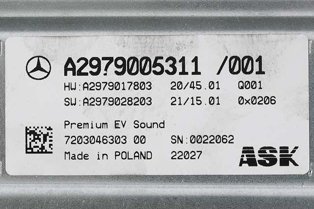 Bilstereo forsterker til Mercedes EQS 2021-->> (V297) (V297) (MERCEDES|A 297 900 53 11|)