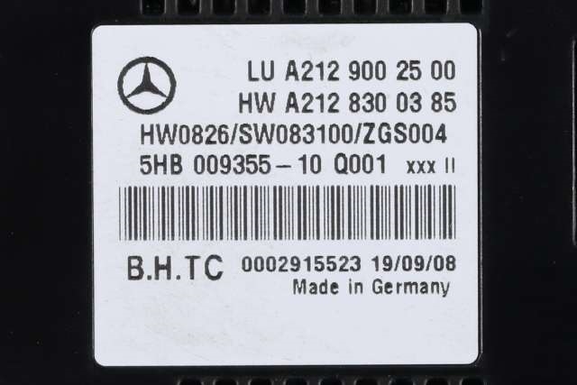 Varmeapparat betjening til Mercedes E-Klasse 2009-2013 (Fase 1) (W212) (W212) (MERCEDES|A 212 900 25 00|)