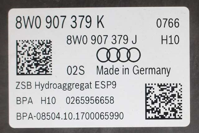 ABS sentral til Audi A4 2015-2019 (Type V, Fase 1) (B9) (B9) (VAG|8W0 614 517 N|8W0 907 379 K|)