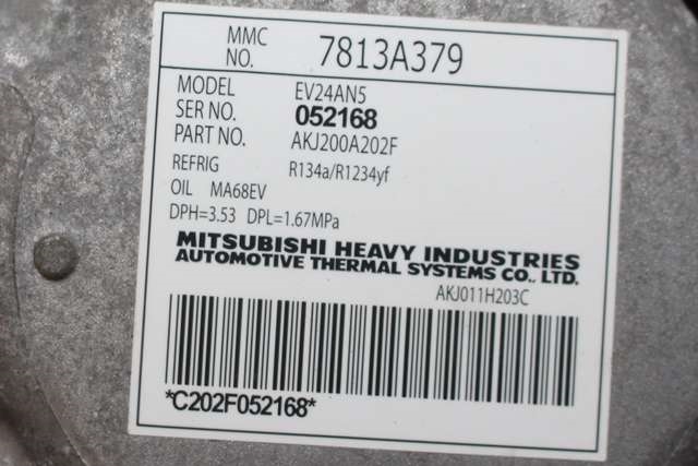 Aircondition kompressor hybrid til Mitsubishi Outlander 2015-->> (Type III, Fase 2)  (MITSUBISHI|7813A379|)