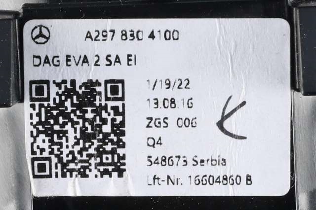 Dashbord friskluftdyse til Mercedes EQS 2021-->> (V297) (V297) (MERCEDES|A 297 830 41 00|)