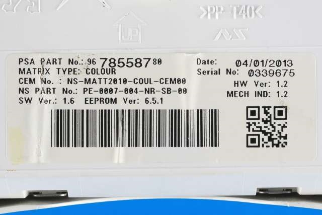 Instrumentpanel til Peugeot 508 2011-2014 (Type I, Fase 1)  (PEUGEOT|98 004198 80|96 785587 80|)