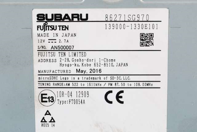 Bilstereo navigasjon til Subaru Forester 2013-2019 (Type IV)  (SUBARU|86271-SG970|)