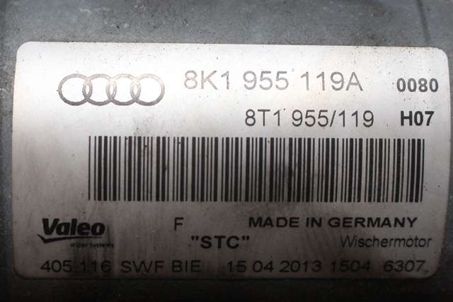 Viskermotor frontrute komplett m/overføring til Audi A4 2007-2014 (Type IV) (B8) (B8) (VAG|8K1 955 119 A|)