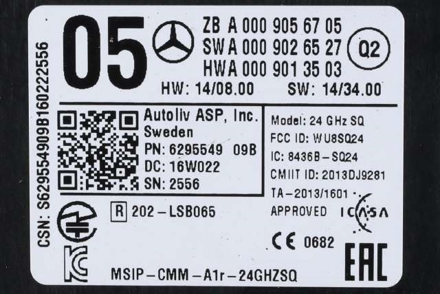 Sensor radar til Mercedes B-Klasse, electric drive 2014-2018 (W242) (W242) (MERCEDES|A 000 905 67 05|)