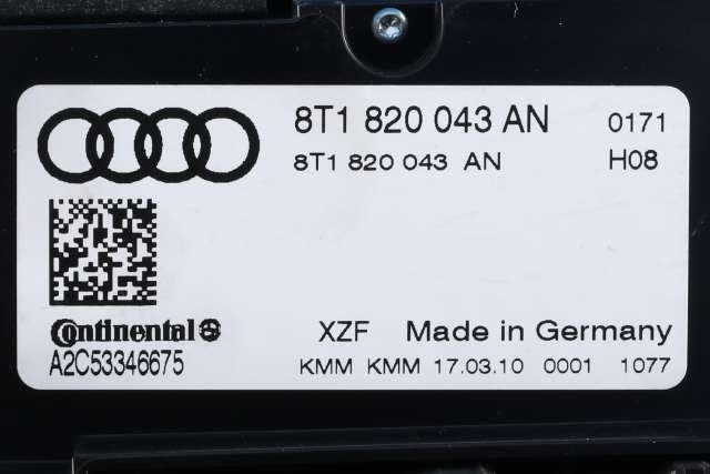 Varmeapparat betjening til Audi A5 2007-2016 (Type I)  (VAG|8T1 820 043 AN|)
