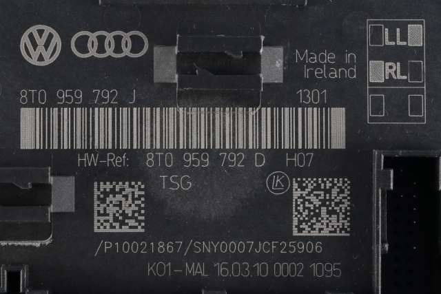 Styreenhet dør høyre foran til Audi A5 2007-2016 (Type I)  (VAG|8T0 959 792 J|)
