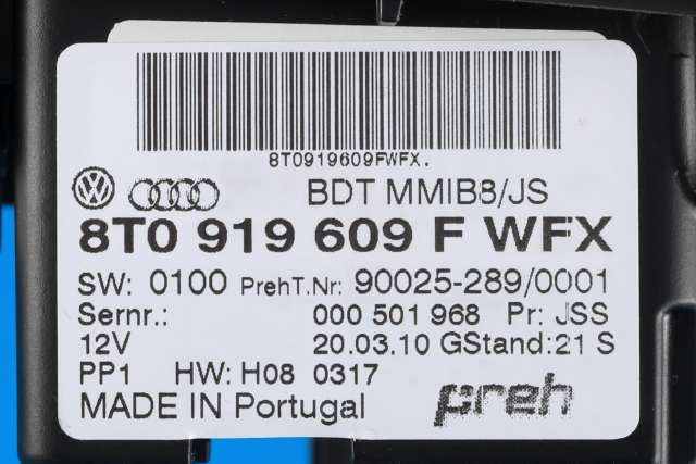 Bilstereo navigasjon betjeningspanel til Audi A5 2007-2016 (Type I)  (VAG|8T0 919 609 F|)