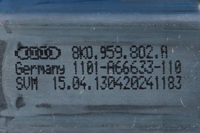 Ruteheis, kun motor, høyre foran til Audi A4 2007-2014 (Type IV) (B8) (B8) (VAG|8K0 959 802 A|)