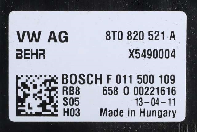 Varmeapparat motor til Audi A4 2007-2014 (Type IV) (B8) (B8) (|8T0 820 521 A)