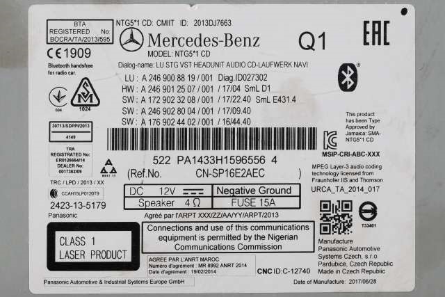 Bilstereo navigasjon til Mercedes GLA 2014-2020 (X156) (X156) (MERCEDES|A 246 900 88 19|)