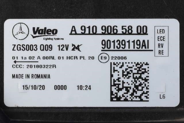 Frontlykt høyre full-LED til Mercedes Sprinter 2018-->> (907/910) (907/910) (MERCEDES|A 910 906 58 00|)