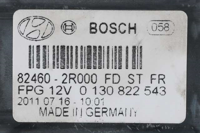 Ruteheis, kun motor, høyre foran til Hyundai i30 2007-2012 (Type I) (BOSCH|0 130 822 543|82460-2R000|)