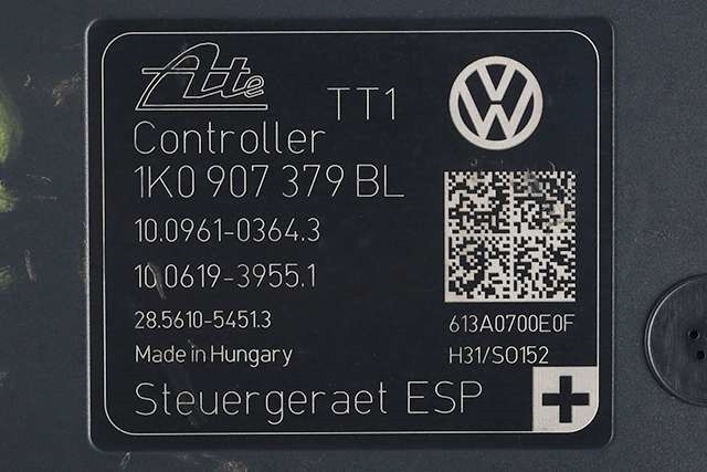 ABS sentral til VW Touran 2010-2015 (Type I, Fase 3)  (VAG|1K0 614 517 DP|1K0 907 379 BL|)