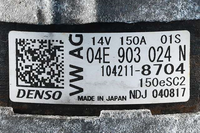 Dynamo til Audi A4 2015-2019 (Type V, Fase 1) (B9) (B9) (DENSO|104211-8704|04E 903 024 N. 14 VOLT - 150 AMP|)