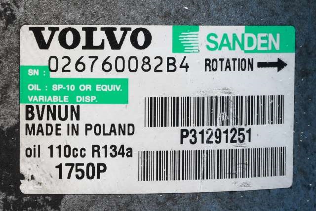 Aircondition kompressor til Volvo V40 2012-2019  (SANDEN|1750P|P31291251|)