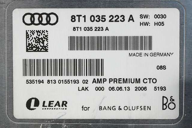 Bilstereo forsterker til Audi Q5 2012-2017 (Type I, Fase 2)  (VAG|8T1 035 223 A|)