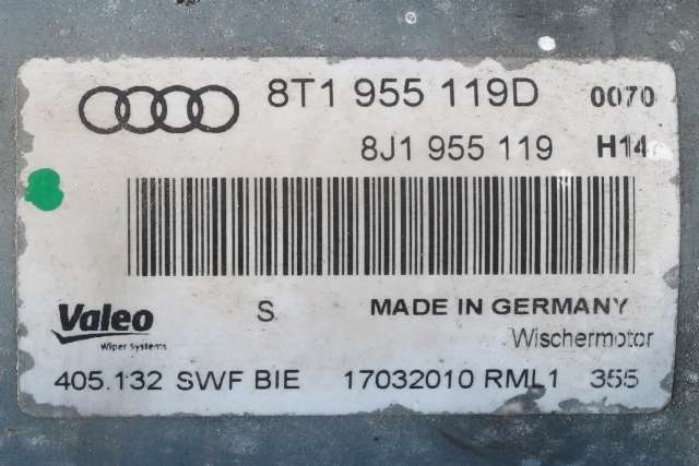 Viskermotor frontrute komplett m/overføring til Audi A5 2007-2016 (Type I) (VAG|8T1 955 023 E|8T1 955 119 D|)