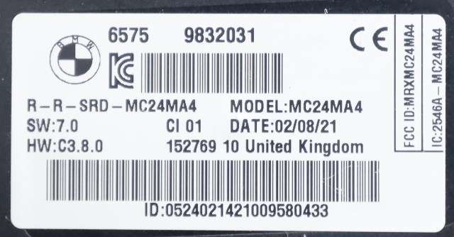 MC, Styreenhet til MC BMW R1250 RT 2019-->> (Touring) (Touring) (BMW|65.75-9 832 031|)