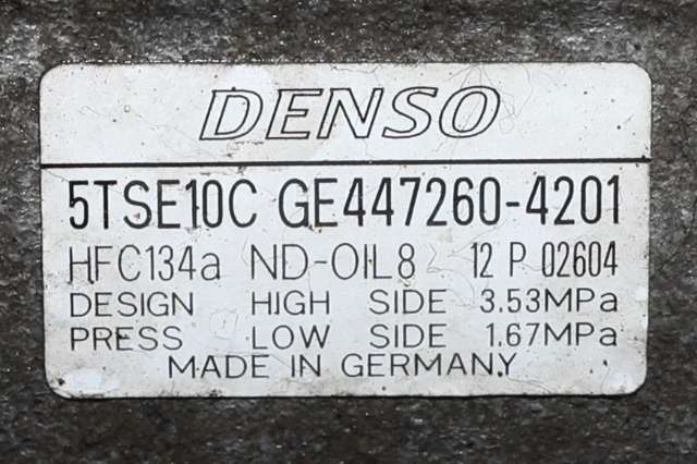 Aircondition kompressor til Toyota Yaris 2012-2014 (Type III, Fase 1)  (DENSO|447260-4201|)