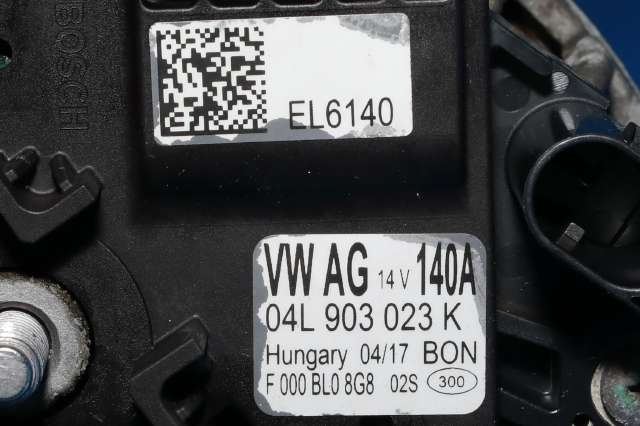 Dynamo diesel til VW Golf VII 2017-2020 (Fase 2) (BOSCH|F 000 BL0 8G8|04L 903 023 K. 14 VOLT - 140 AMP|)