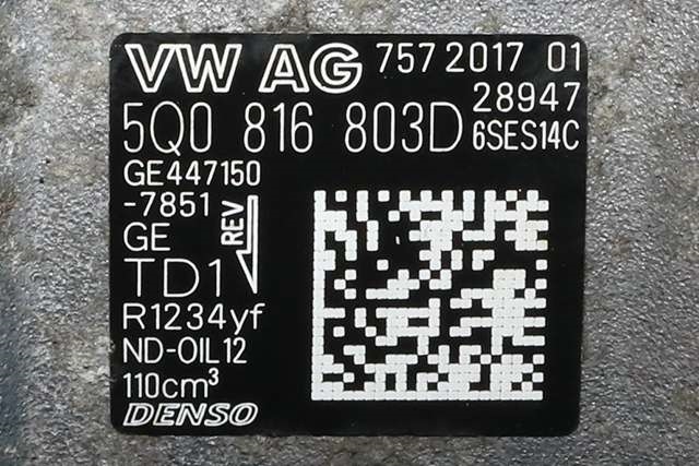 Aircondition kompressor til VW Golf VII 2017-2020 (Fase 2)  (DENSO|447150-7851|5Q0 816 803 D|)