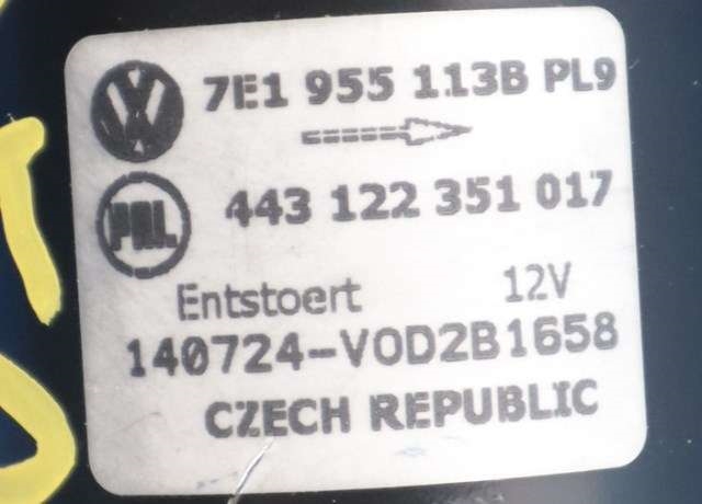 Viskermotor frontrute komplett m/overføring til VW Transporter / Caravelle 2009-2015 (Fase 2) (T5) (T5) (VAG|7E1 955 113 B|)
