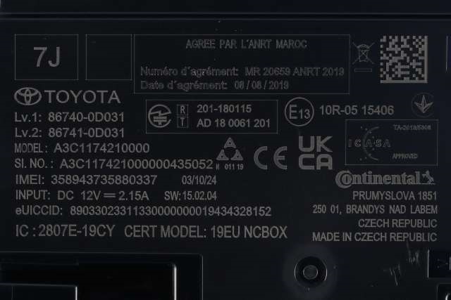 Styreenhet diverse til Toyota Yaris Cross (SUV) 2021-->> (TOYOTA|86740-0D031|)