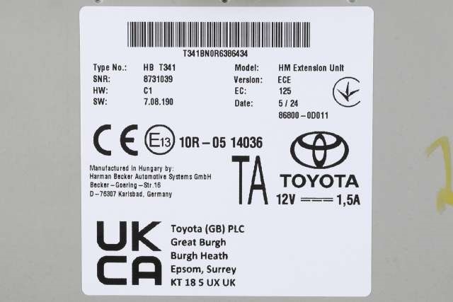 Bilstereo navigasjon til Toyota Yaris Cross (SUV) 2021-->>  (TOYOTA|86800-0D011|)