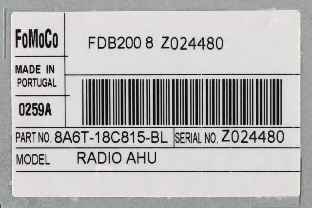 Bilstereo til Ford Fiesta 2008-2012 (Type VI, Fase 1) (FORD|8A6T-18C815-BL|)