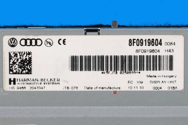 Bilstereo navigasjon skjerm til Audi A5 2007-2016 (Type I) (VAG|8F0 919 604|)