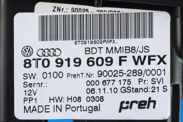 Bilstereo navigasjon betjeningspanel til Audi A5 2007-2016 (Type I)  (VAG|8T0 919 609 F|)