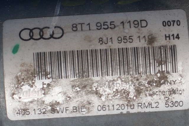Viskermotor frontrute komplett m/overføring til Audi A5 2007-2016 (Type I) (VAG|8T1 955 199 D|)