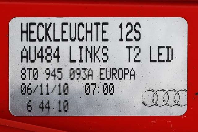 Baklykt venstre indre til Audi A5 2007-2016 (Type I)  (VAG|8T0 945 093 A|)