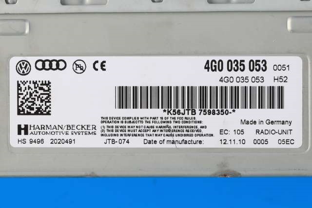 Bilstereo til Audi A5 2007-2016 (Type I)  (VAG|4G0 035 053|)