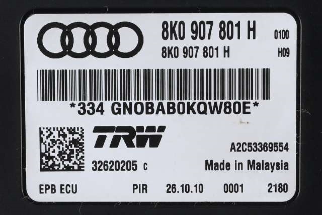 Styreenhet elektrisk parkbrems (EPB - Electric Parking Brake) til Audi A5 2007-2016 (Type I)  (VAG|8K0 907 801 H|)