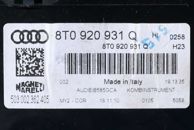 Instrumentpanel til Audi A5 2007-2016 (Type I)  (VAG|8T0 920 931 Q|)