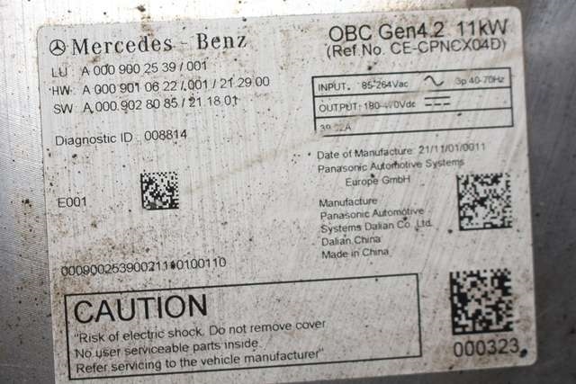 Batterilader (OBC - On Board Charger) til Mercedes EQS 2021-->> (V297) (V297) (MERCEDES|A 000 900 25 39|)