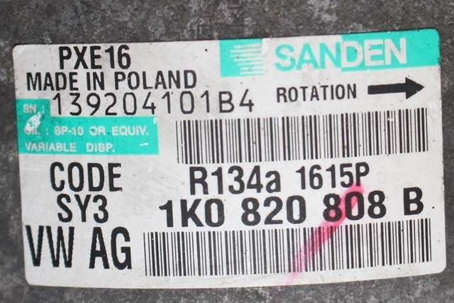Aircondition kompressor til VW Sharan 2010-->> (Type II)  (SANDEN|1615P|1K0 820 808 B.|)