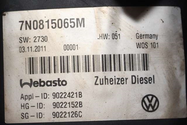 Dieselvarmer til VW Sharan 2010-->> (Type II)  (VAG|7N0 815 065 M|)