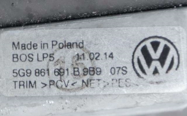Bagasjerom rollon til VW Golf VII 2012-2017 (Fase 1)  (VAG|5G9 861 691 B|)