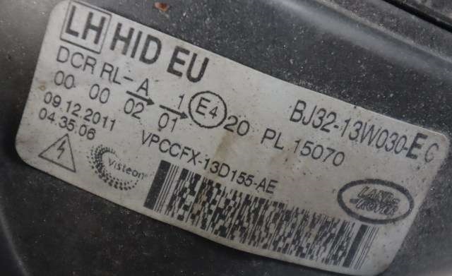 Frontlykt venstre xenon til Land Rover Range Rover, Evoque 2011-2019 (Type I)  (LAND ROVER|BJ32-13W030-EC|)
