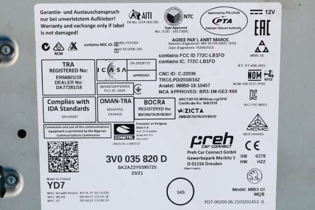 Bilstereo navigasjon til Škoda Kodiaq 2017-->>  (VAG|3V0 035 820 D|)