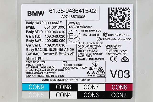 Styreenhet diverse til BMW 5-Serie 2017-->> (G30/G31) (G30/G31) (BMW|61.35-9 436 415|)